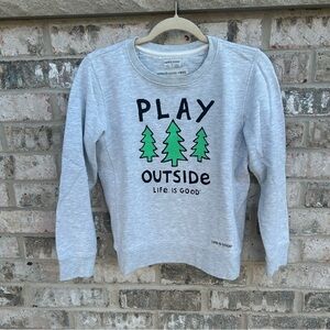Life is Good Kids XL Sweatshirt Gray “Play Outside” Trees Graphic Crewneck